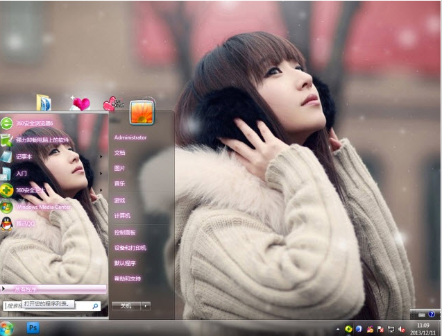 冬季清纯女孩电脑主题 win7版 1.0