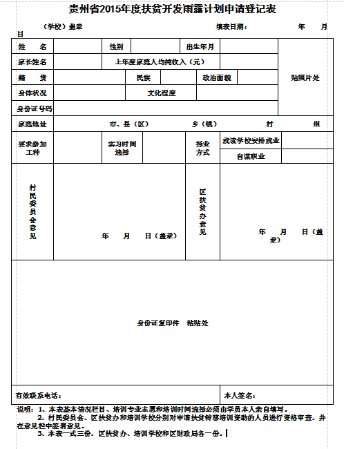 2015年雨露計劃申請表 免費版 1.