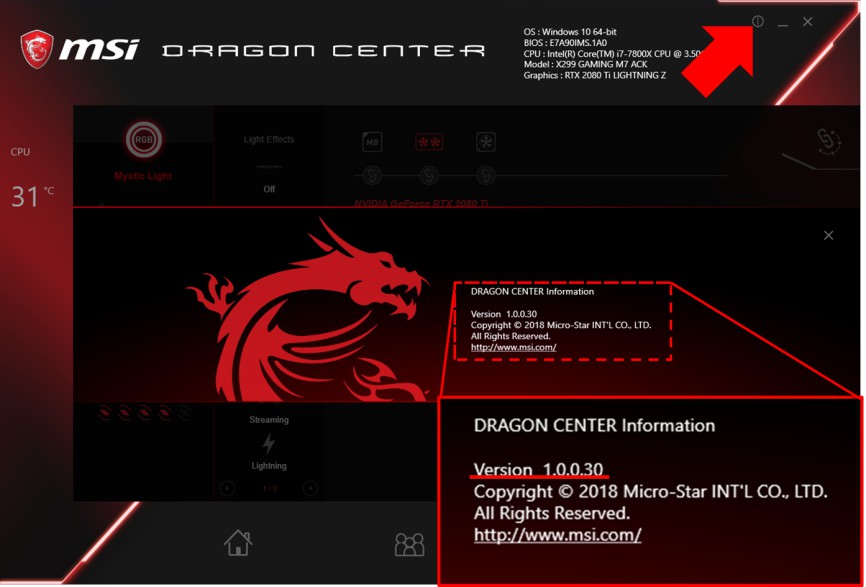 msi dragon center rgb