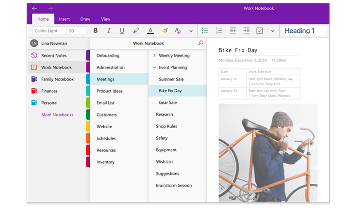 onenote notebook examples